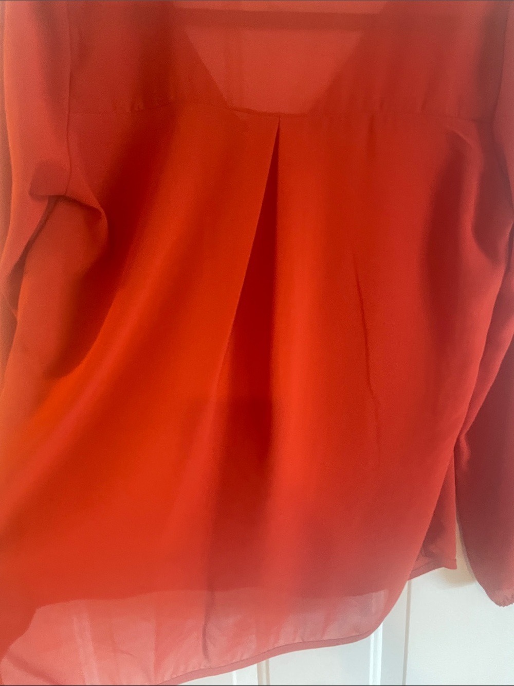 Women's Rust Red V-Neck Long-Sleeve Blouse - Picture 3 of 9